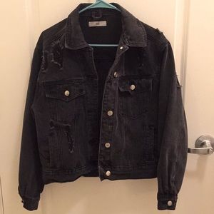 Distressed Black Real Denim Jacket *brand new*